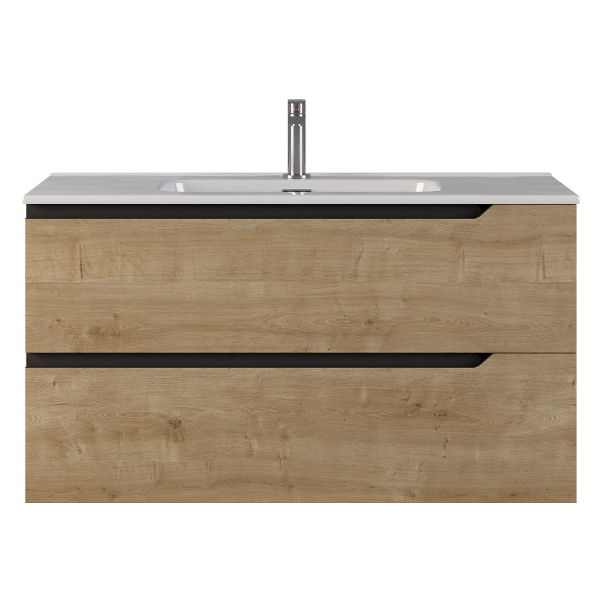 Duo Blonde Wood 40" Single Vanity with Integrated White Ceramic Top 