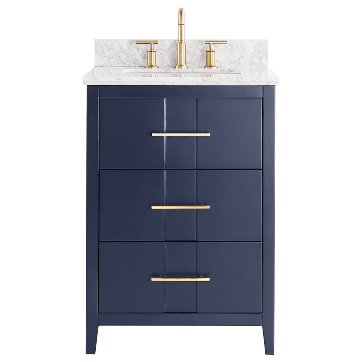 Iconic Navy and Gold 24" Single Vanity with Carrara Marble Top 