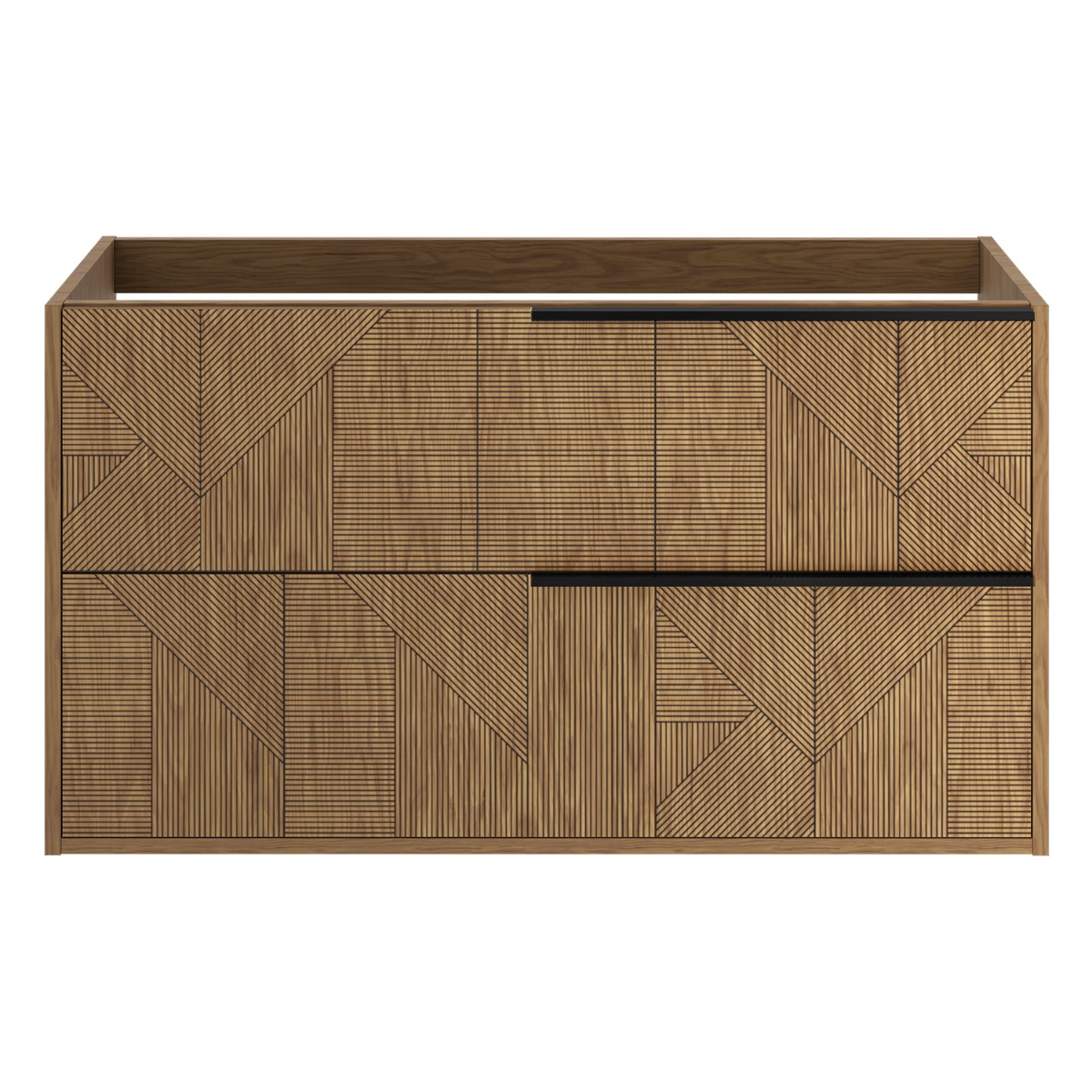 Kora Geo Faux Fluted 40" Single Vanity with Black Handles without Top 