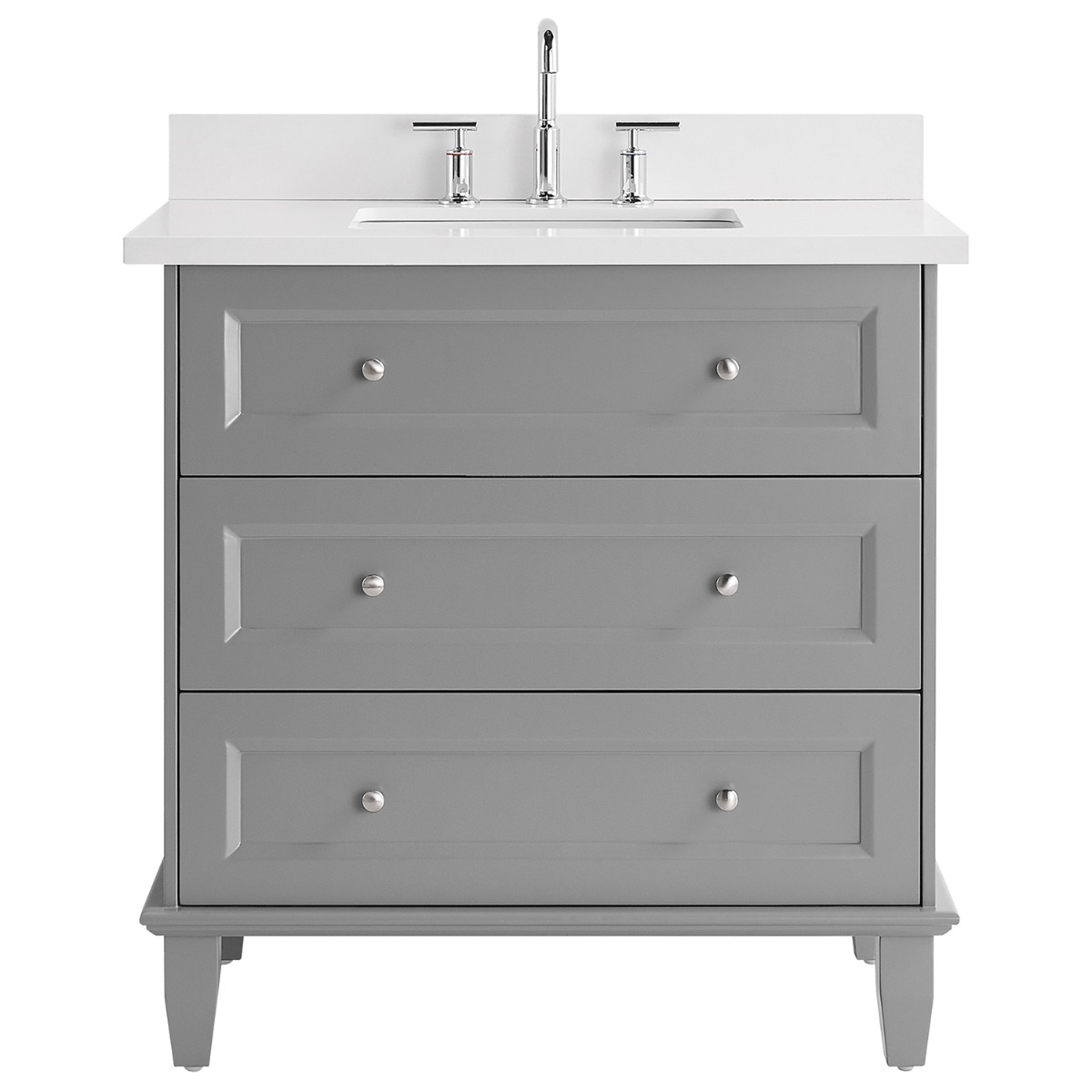 Nora Gray 36" Single Vanity with Pure White Quartz Top 