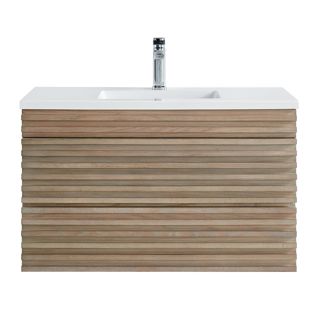 Gibson Light Wood 36" Single Vanity with Integrated White Acrylic Top 