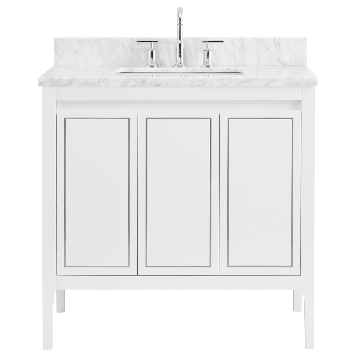 Province White and Silver 36" Single Vanity with Carrara Marble Top 