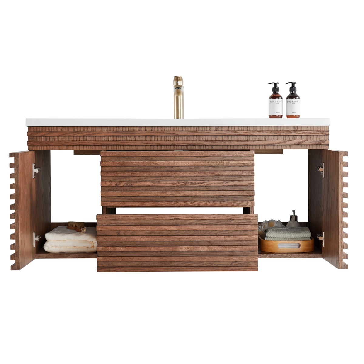 Gibson Dark Wood 48" Single Vanity with Integrated White Acrylic Top