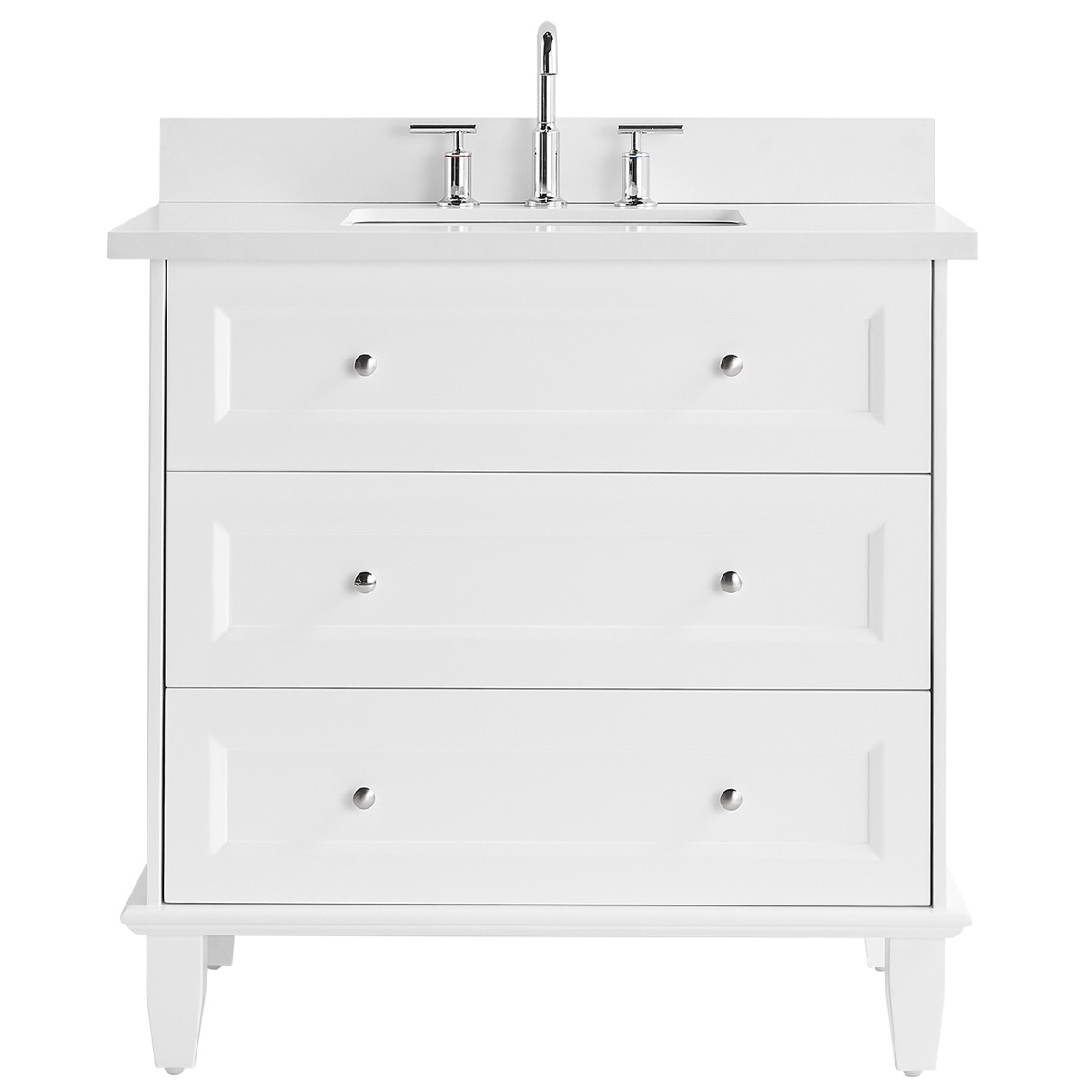 Nora White 36" Single Vanity with Pure White Quartz Top 