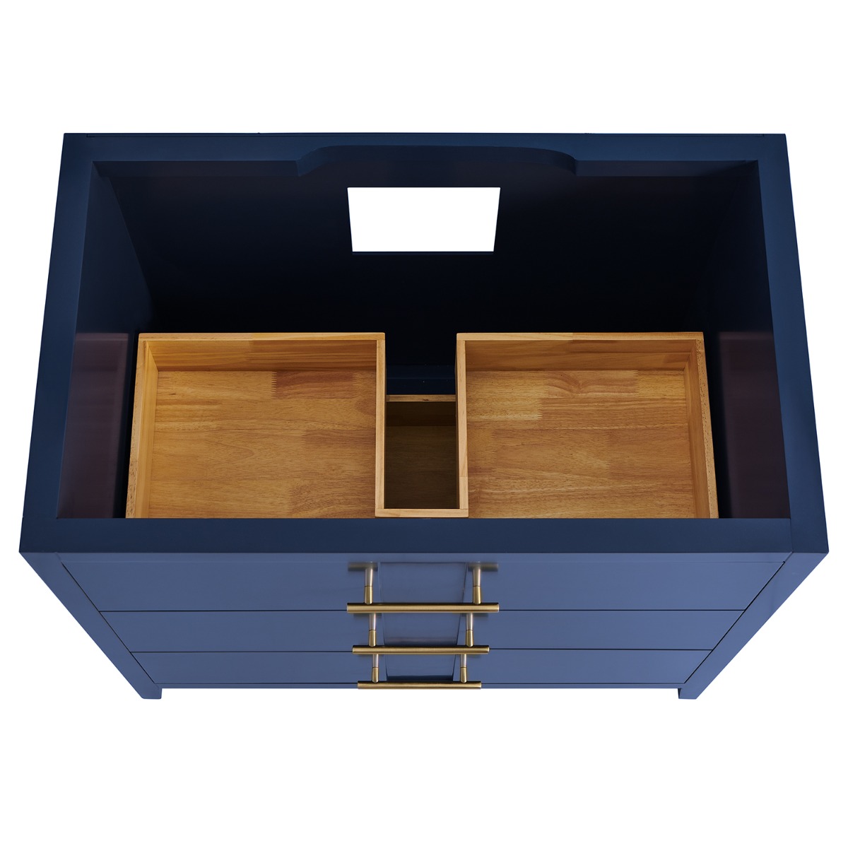 Iconic Navy and Gold 36" Single Vanity with Carrara Marble Top