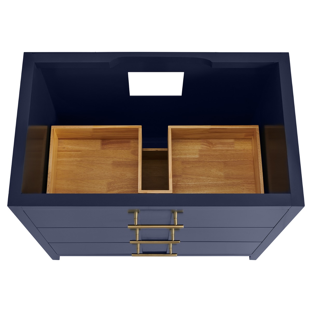 Iconic Navy and Gold 36" Single Vanity with Pure White Quartz Top