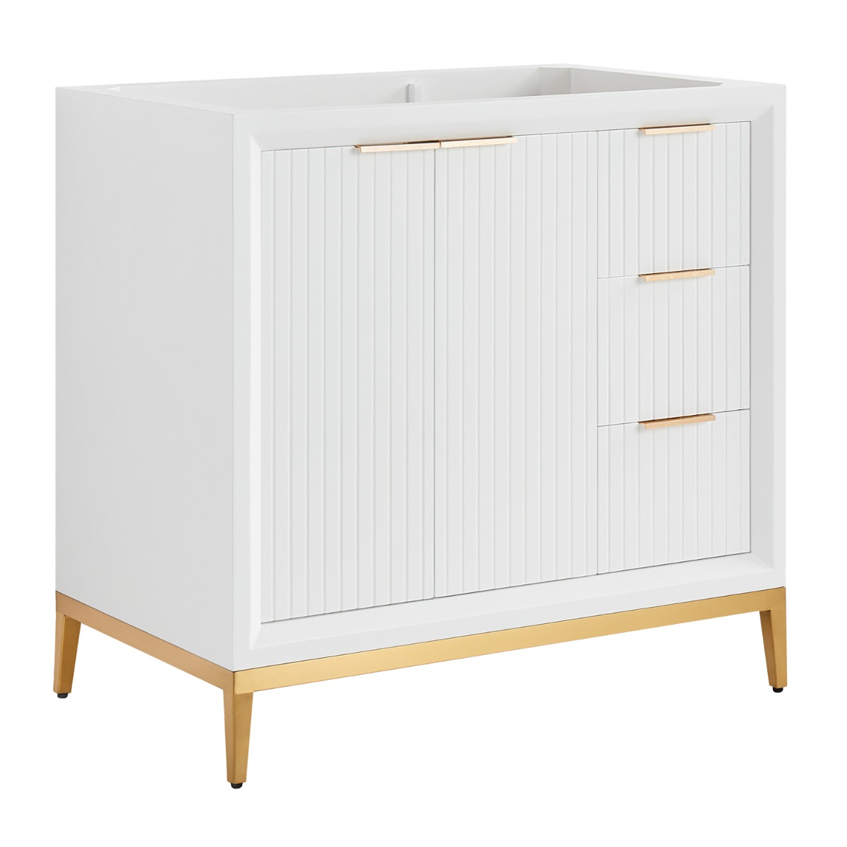 Bungalow White and Gold 36" Single Vanity without Top 
