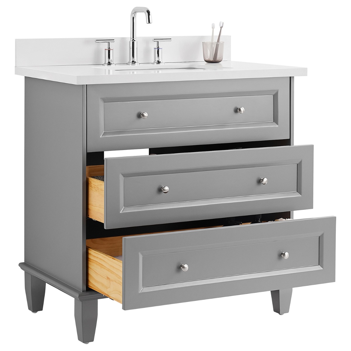 Nora Gray 36" Single Vanity with Pure White Quartz Top