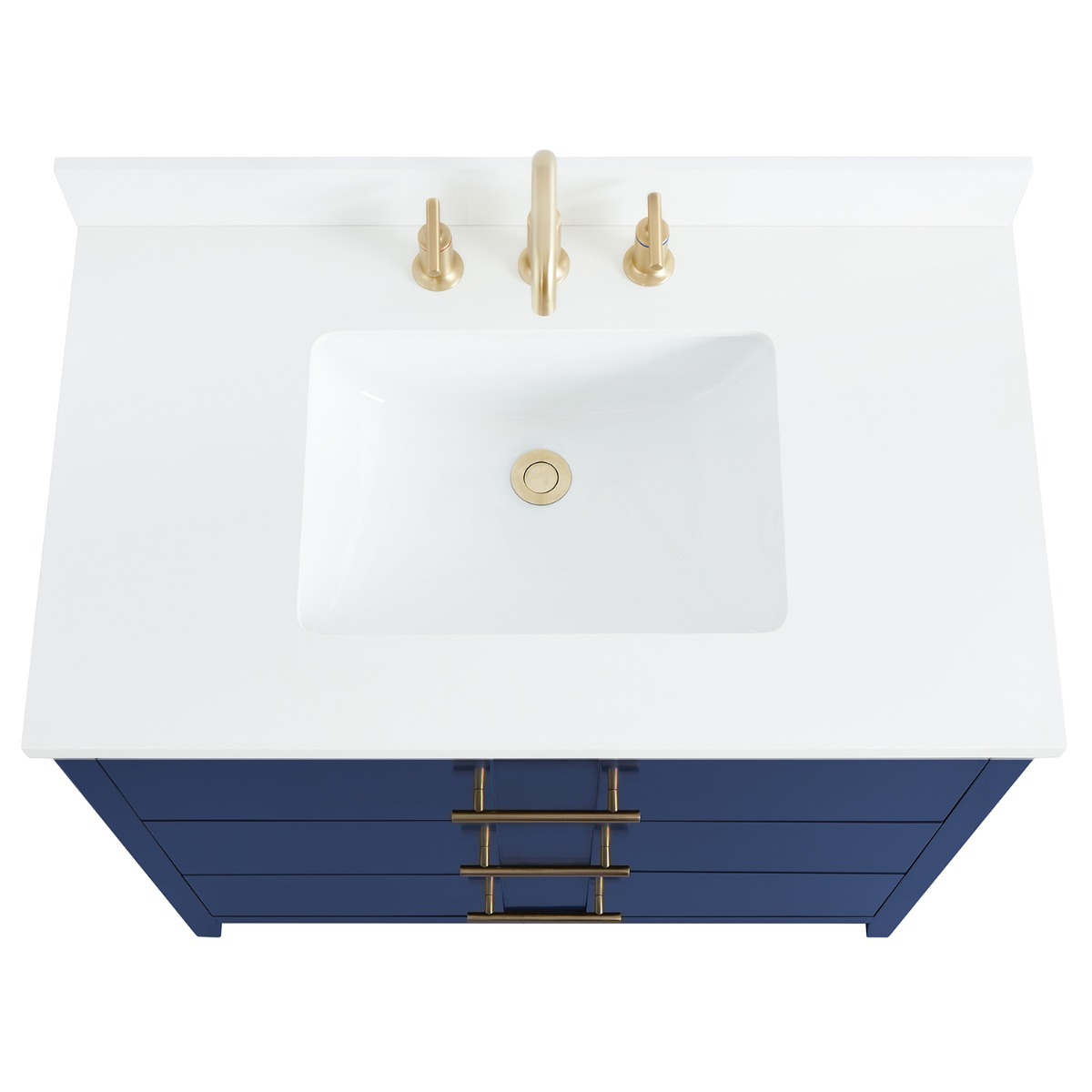 Iconic Navy and Gold 36" Single Vanity with Pure White Quartz Top