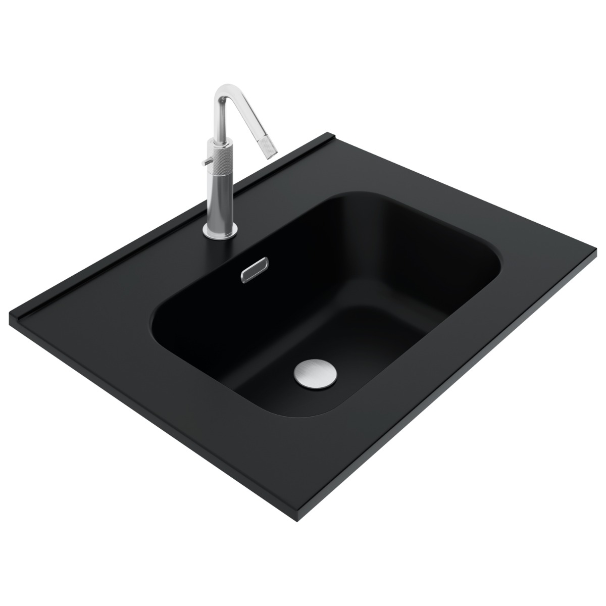 Kora Art Faux Fluted 24" Single Vanity with Integrated Black Ceramic Top & Silver Handles