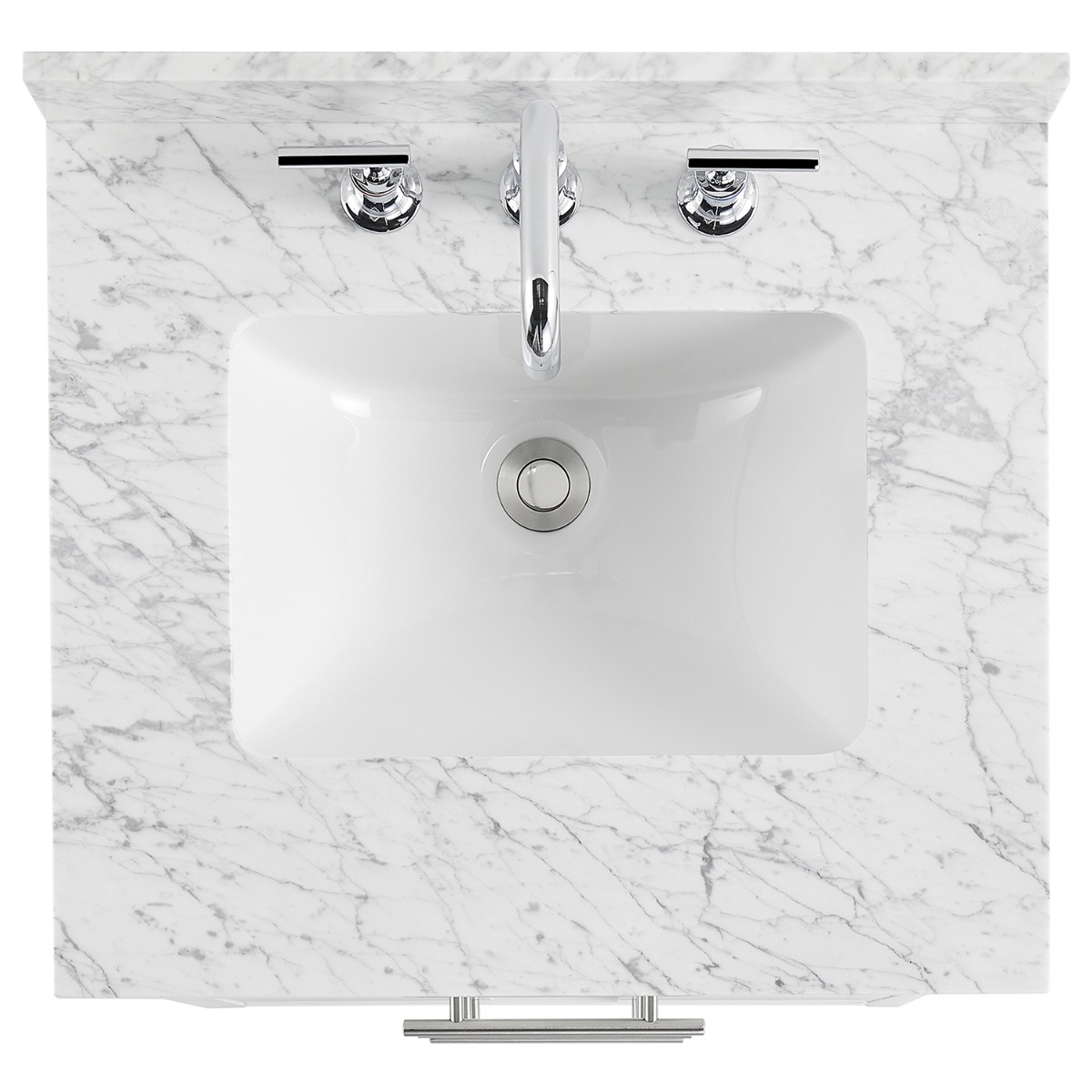 Iconic White and Silver 24" Single Vanity with Carrara Marble Top