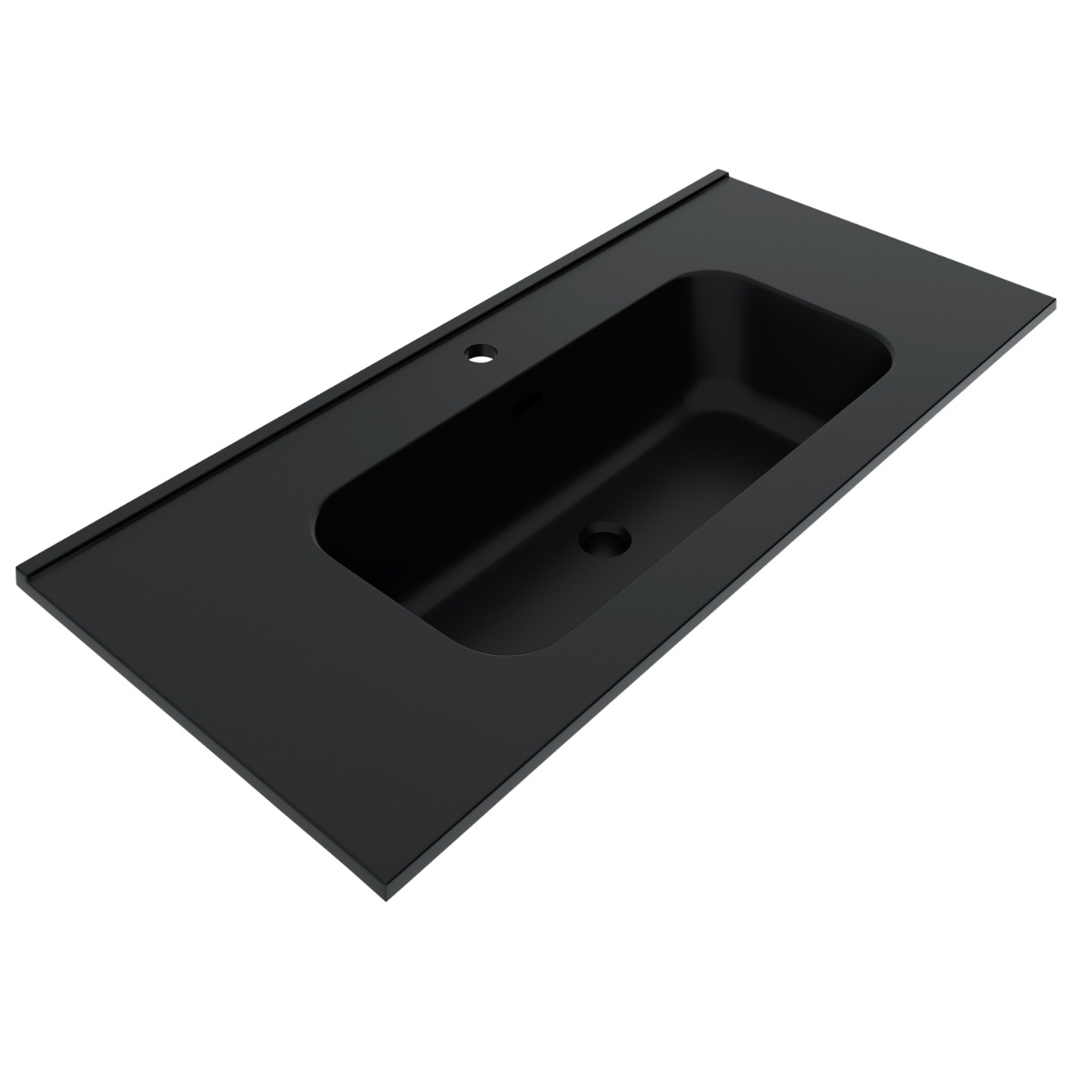 Kora Art Faux Fluted 40" Single Vanity with Integrated Black Ceramic Top & Black Handles