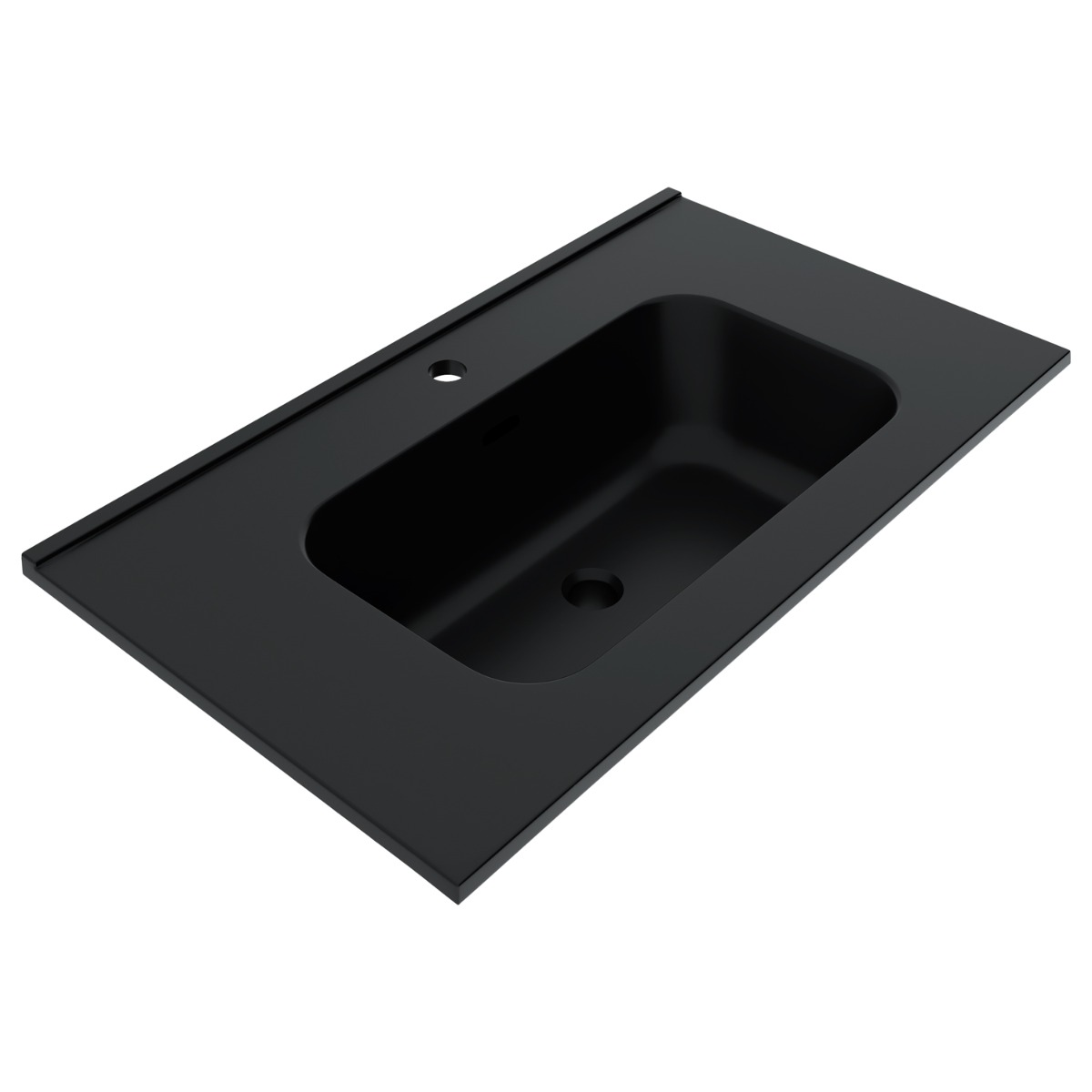 Kora Geo Faux Fluted 32" Single Vanity with Integrated Black Ceramic Top & Gold Handles
