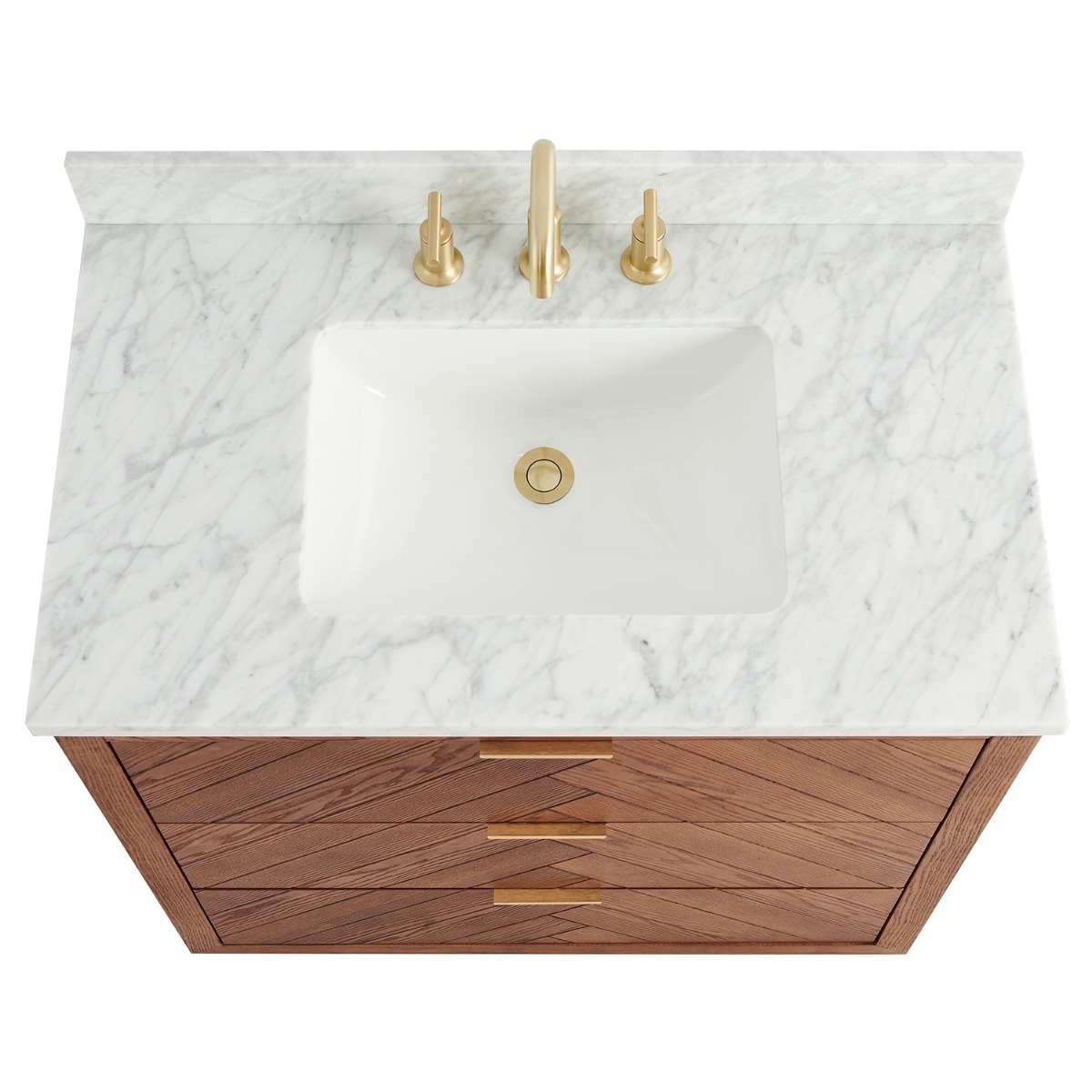 Marilyn Woodgrain 36" Single Vanity with Carrara Marble Top