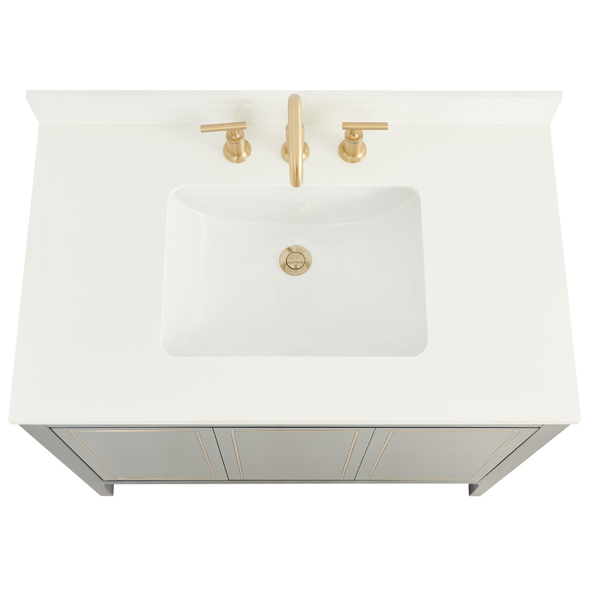 Province Navy and Gold 36" Single Vanity with Pure White Quartz Top