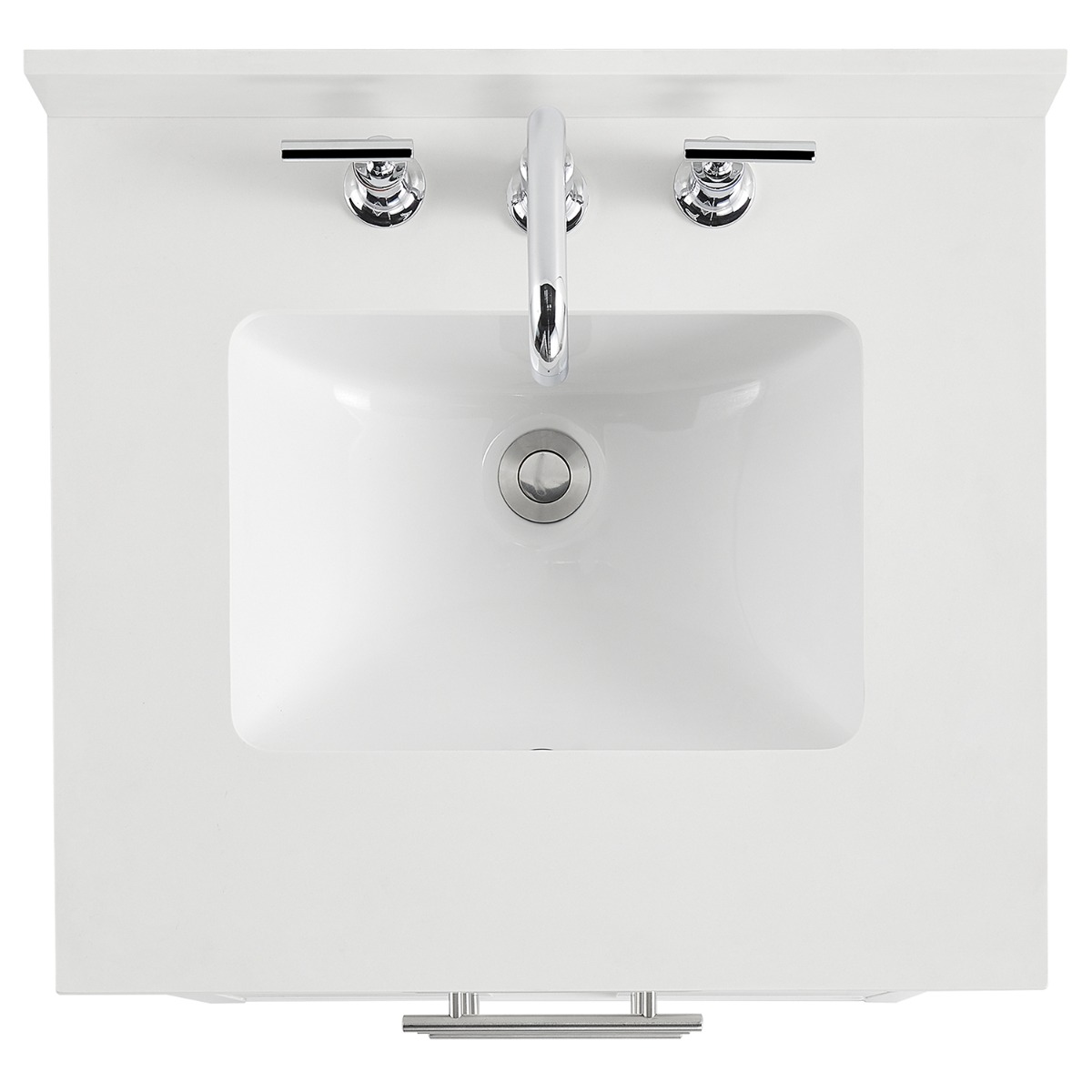 Iconic White and Silver 24" Single Vanity with Pure White Quartz Top