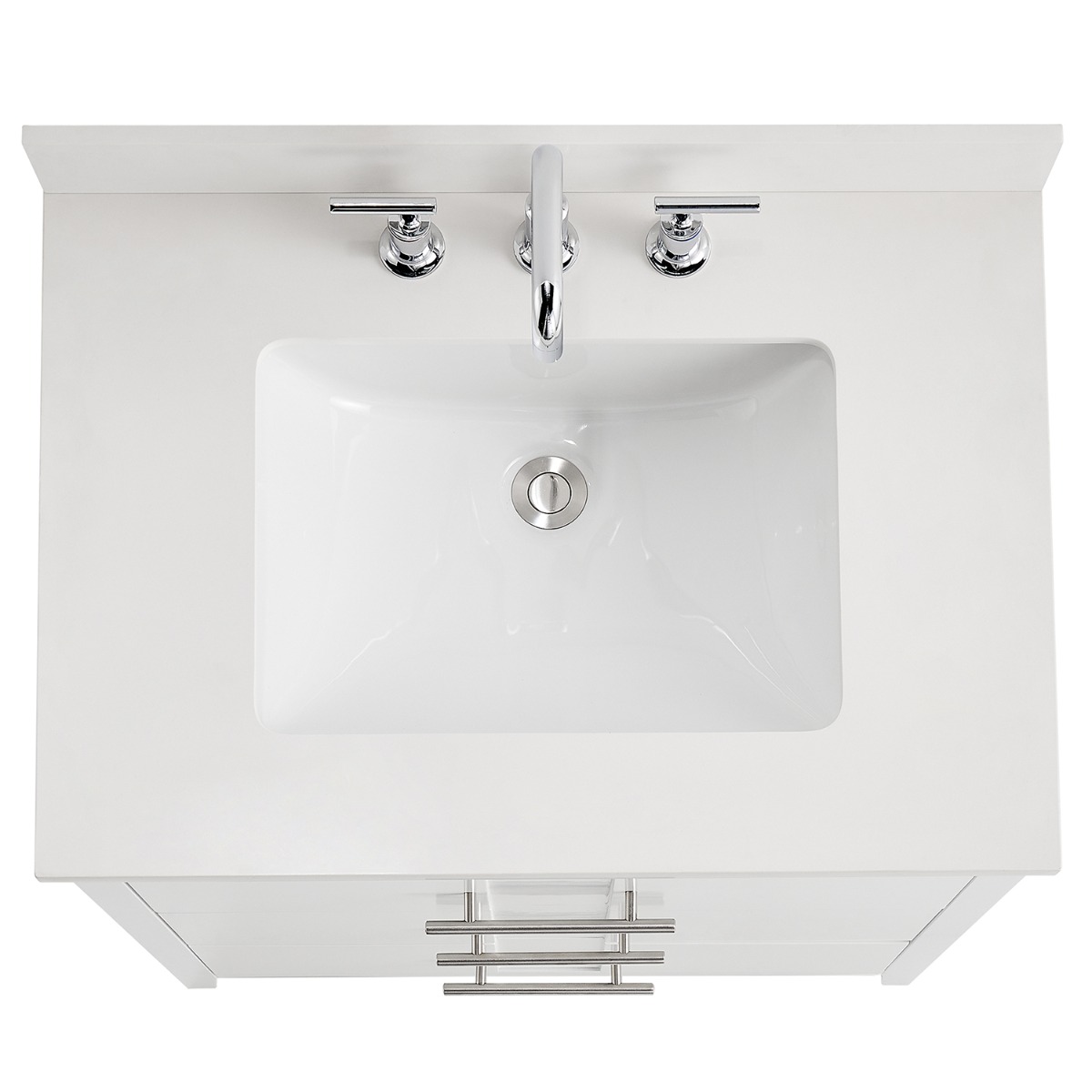 Iconic White and Silver 30" Single Vanity with Pure White Quartz Top