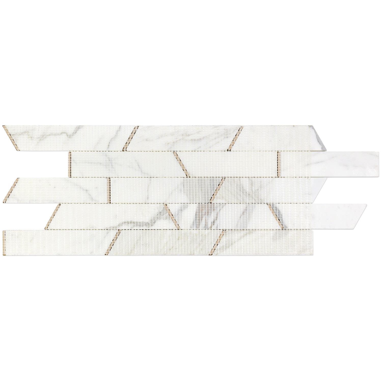 Matrix Trapezoid Marble and Brass Tile