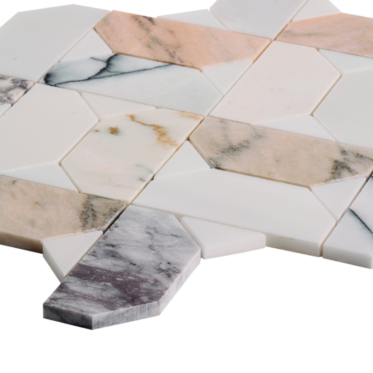 Cafura Grace Peach Polished Marble Luxury Mosaic Tile