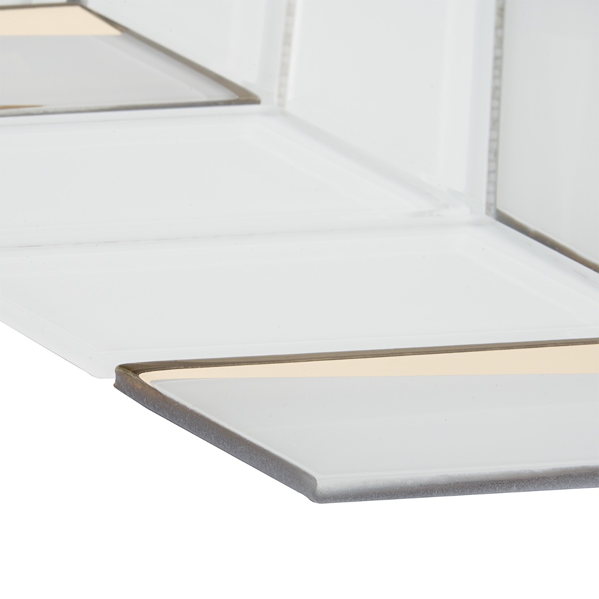 Giazza Roma White and Gold 2x4 Mirrored Glass Polished Mosaic Tile