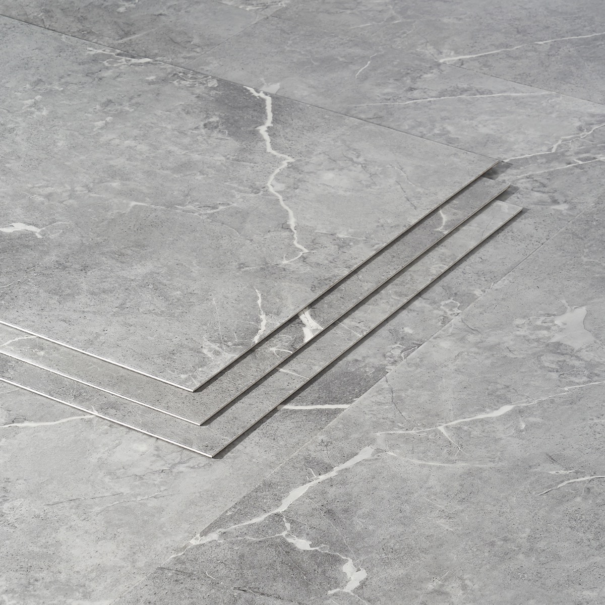 Minetta Chauny Marble Medium Gray 18x36 - 2.5mm/28mil Wear Layer - Glue Down Matte Luxury Vinyl