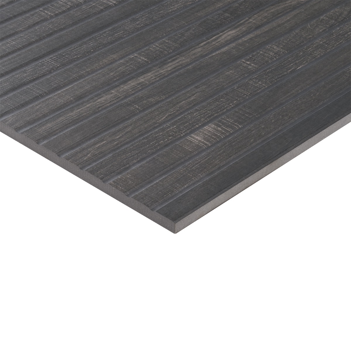 Elan Ribbon Black 24x48 Wood Look Fluted Matte Porcelain Tile