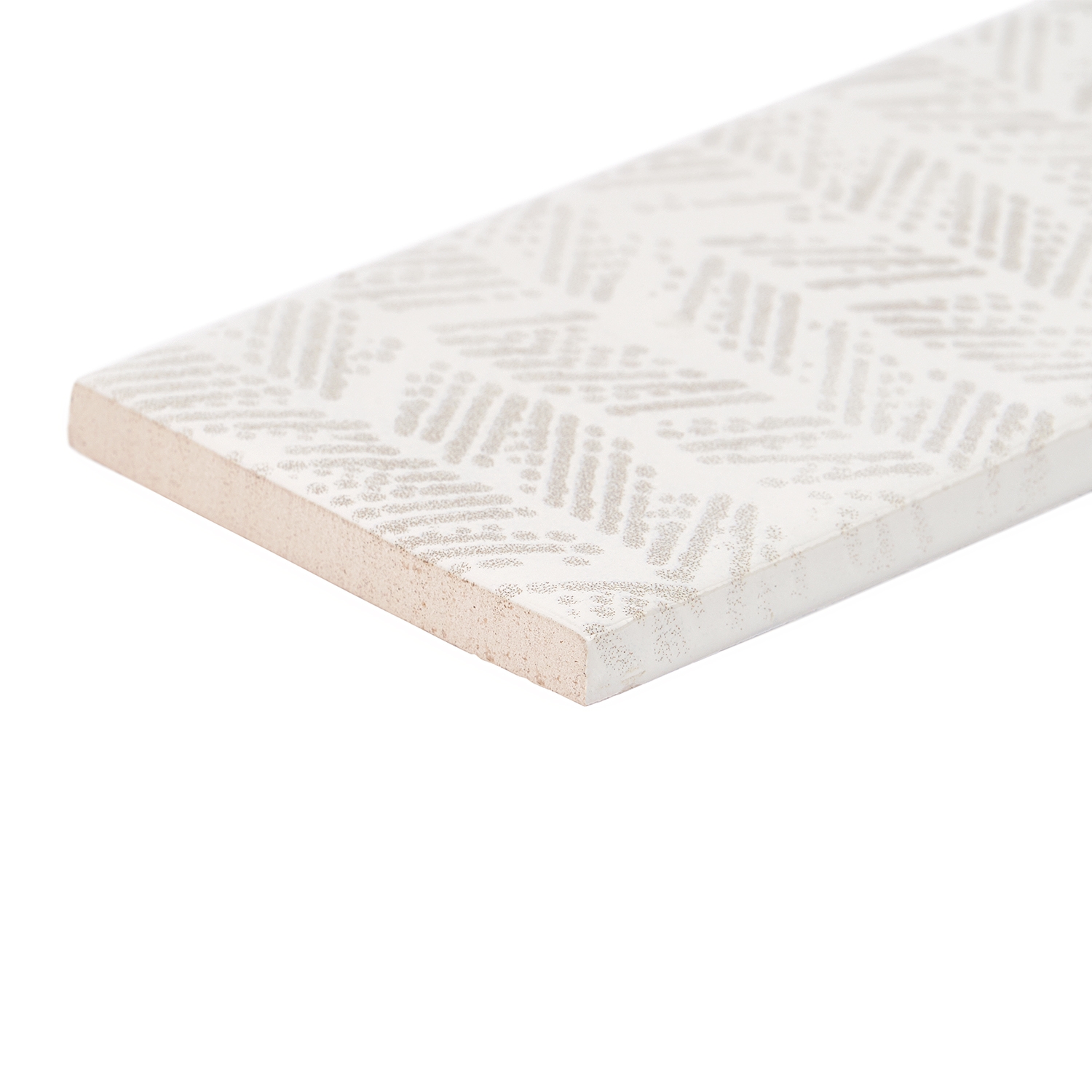 Chance White 2x10 Polished Ceramic Chevron Tile