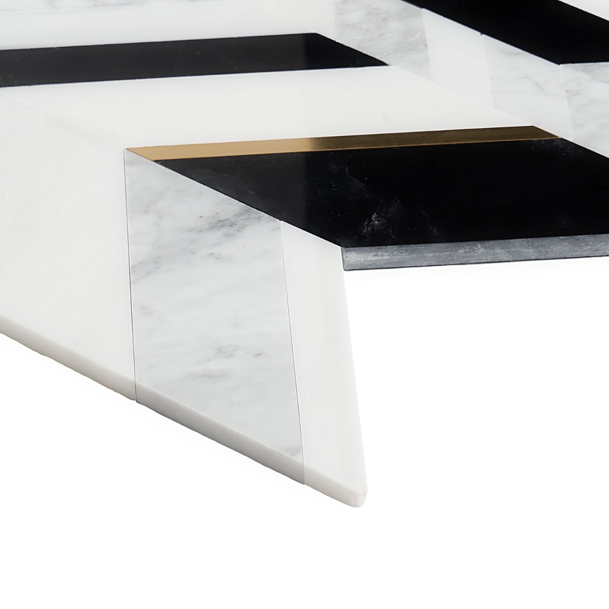 Zayden Nero Blanco - White Carrara, Nero Marquina, Asian Statuary, & Brass Polished Marble + Brass