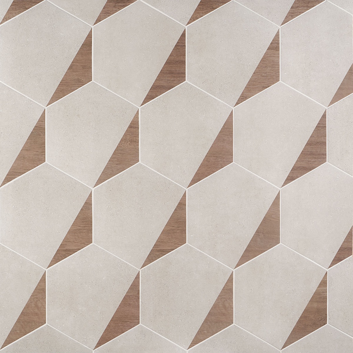 Piaka Wood Taupe 12.5" Hex Matte Porcelain