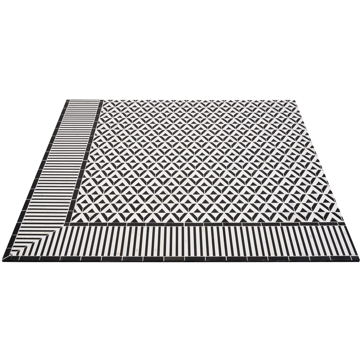 Avant Garde Linear Corner Piece Calacatta and Black Jade Polished Marble