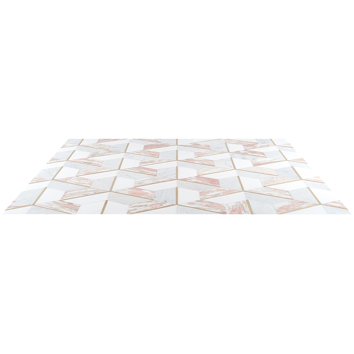Carraway Rosa Polished Marble and Brass Mosaic Tile