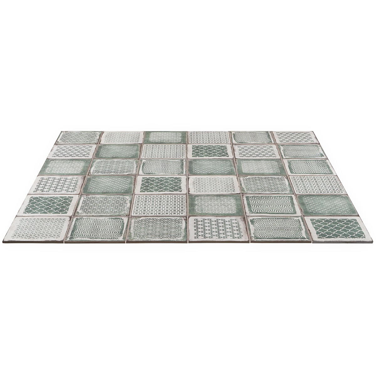 Bernalillo Deco Green 8x8 Matte Porcelain Tile