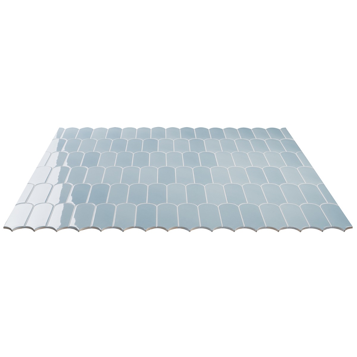 Fan Blue 3x8 Fishscale Glossy Ceramic Wall Tile