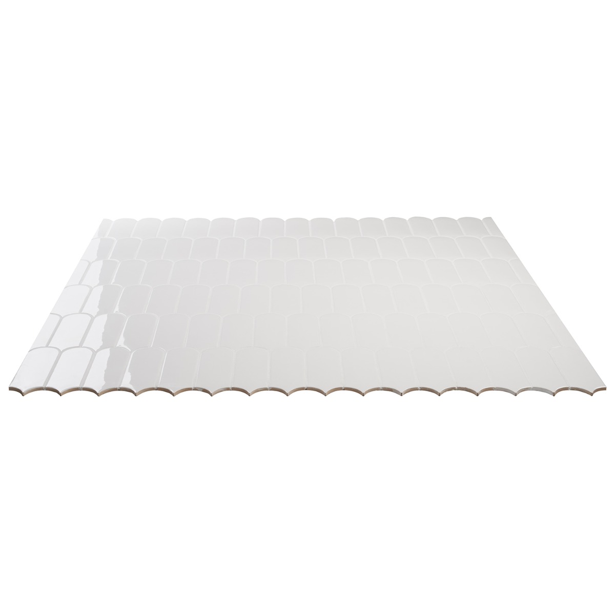 Fan White 3x8 Fishscale Glossy Ceramic Wall Tile