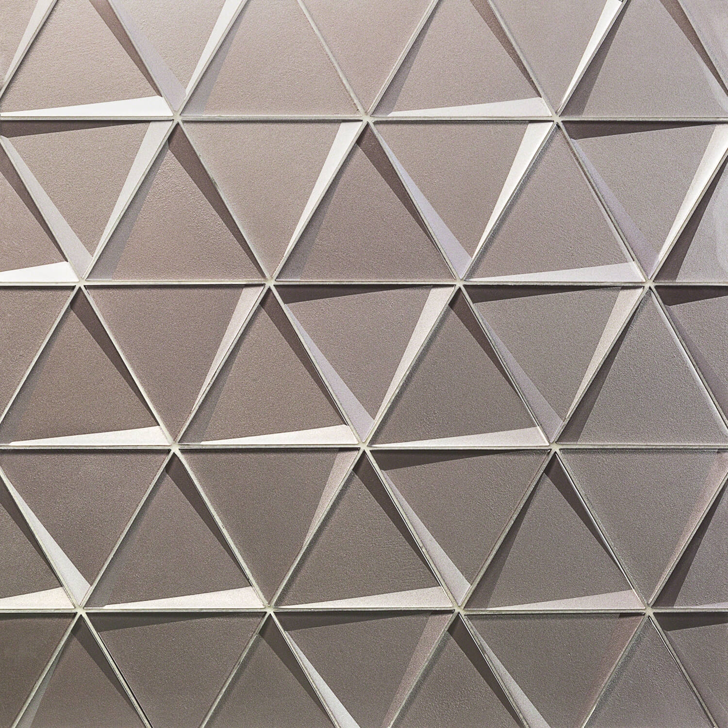 NewBev Triangles Sepia Gray 6" 3D Glass Tile