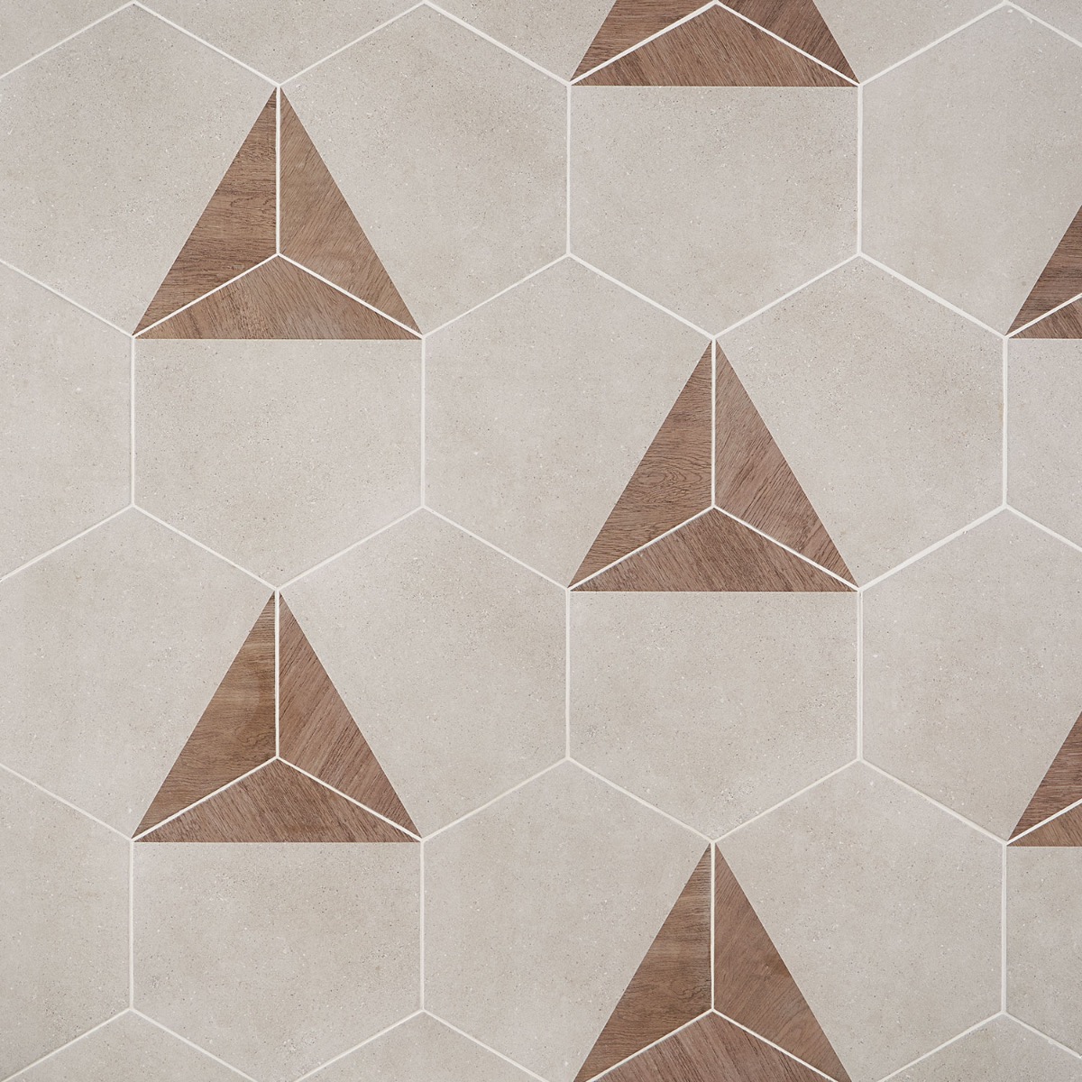 Piaka Wood Taupe 12.5" Hex Matte Porcelain