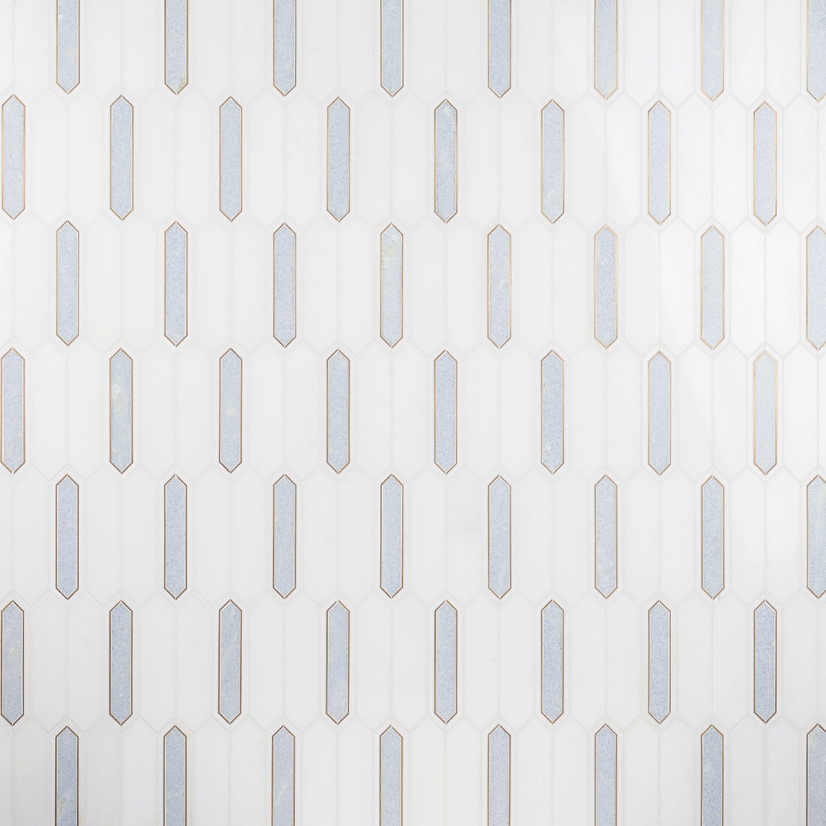 Madelyn Blue - Blue Celeste- White Thassos & Brass Polished Marble + Brass