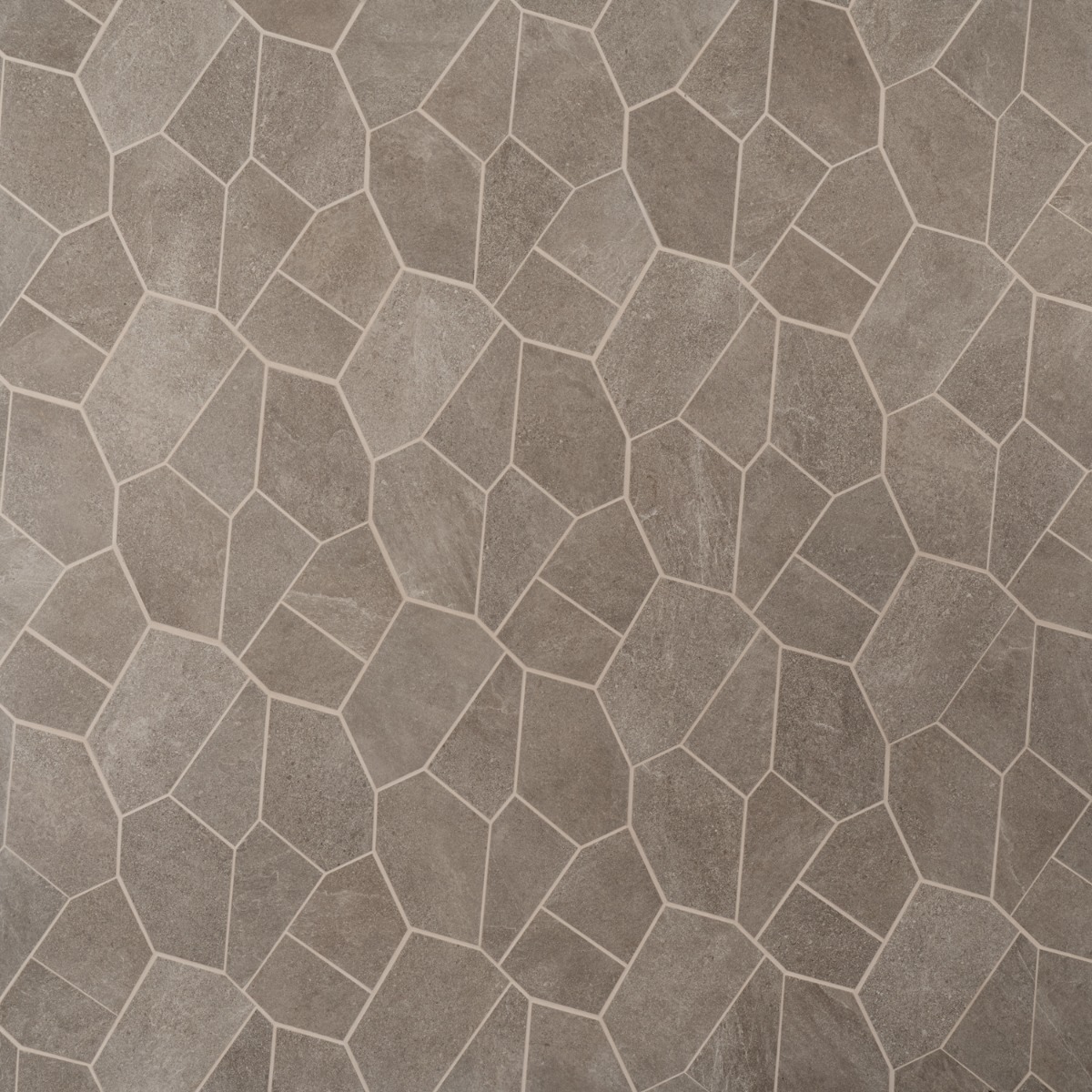 Motley Caramel Brown Organic Pattern Limestone Look Matte Porcelain Mosaic Tile