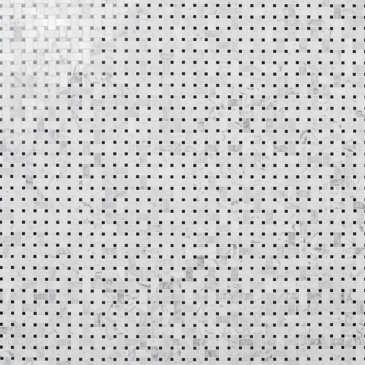 Trenza Basket Weave Carrara Marble Polished Mosaic Tile