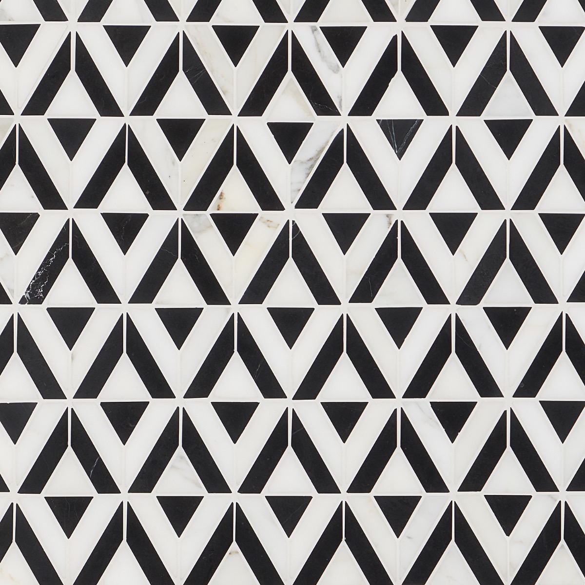Avant Garde Triangle Calacatta and Black Jade Polished Marble