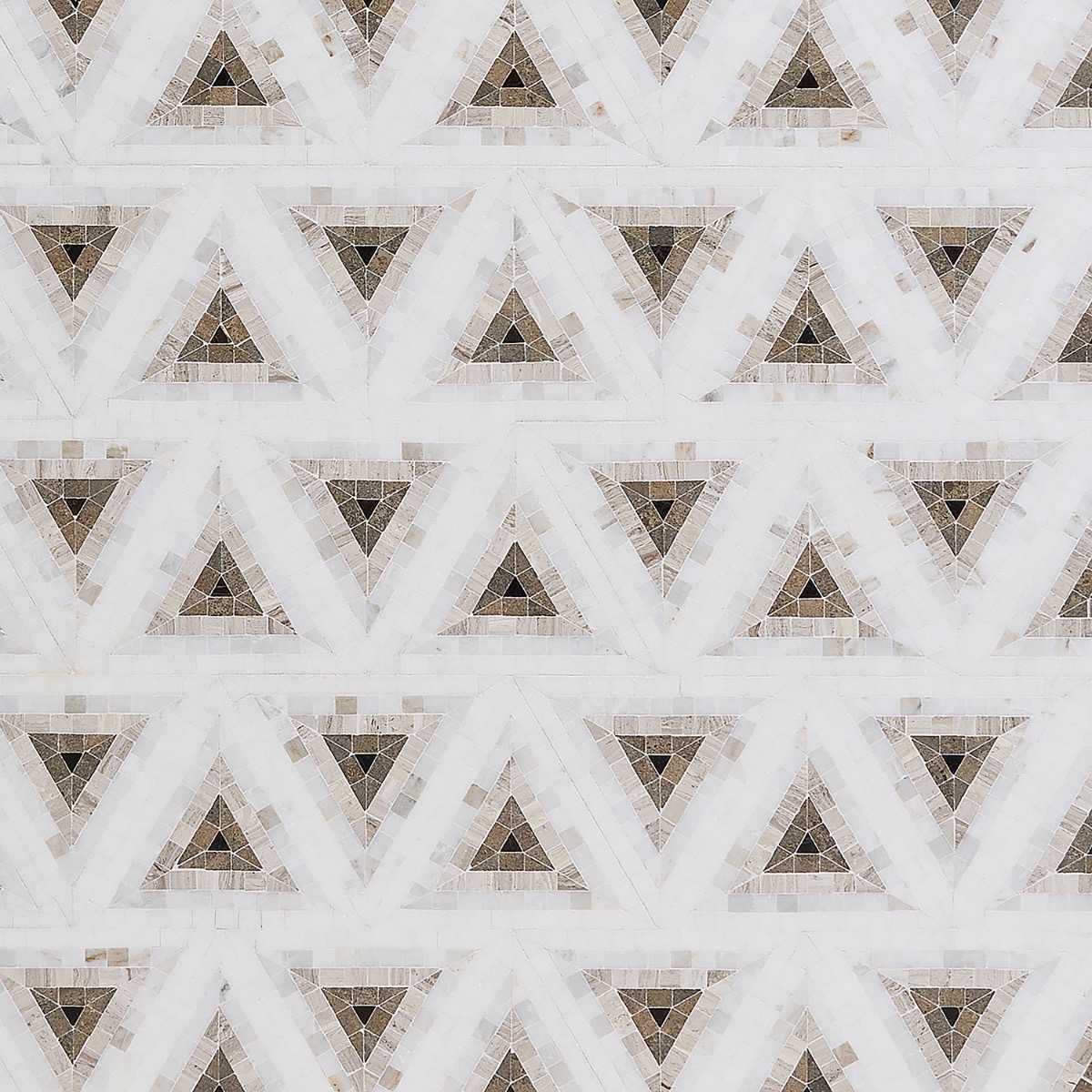 Imogen Saint Laurent Brown 5" Triangle Marble Micro Mosaic Polished Marble