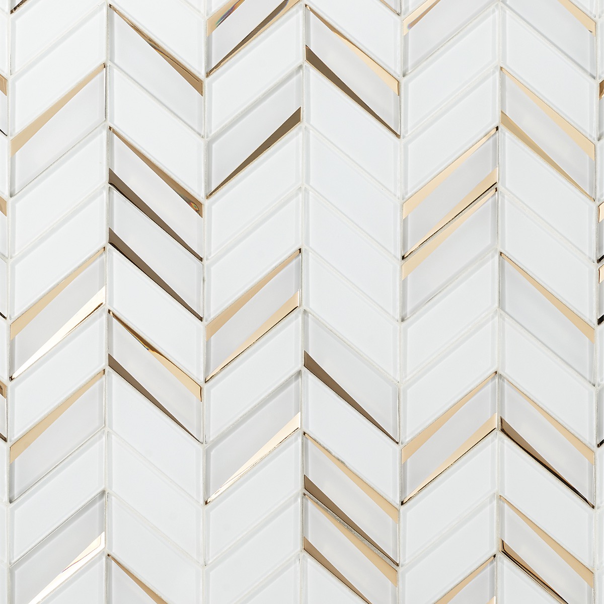 Giazza Roma White and Gold 2x4 Mirrored Glass Polished Mosaic Tile