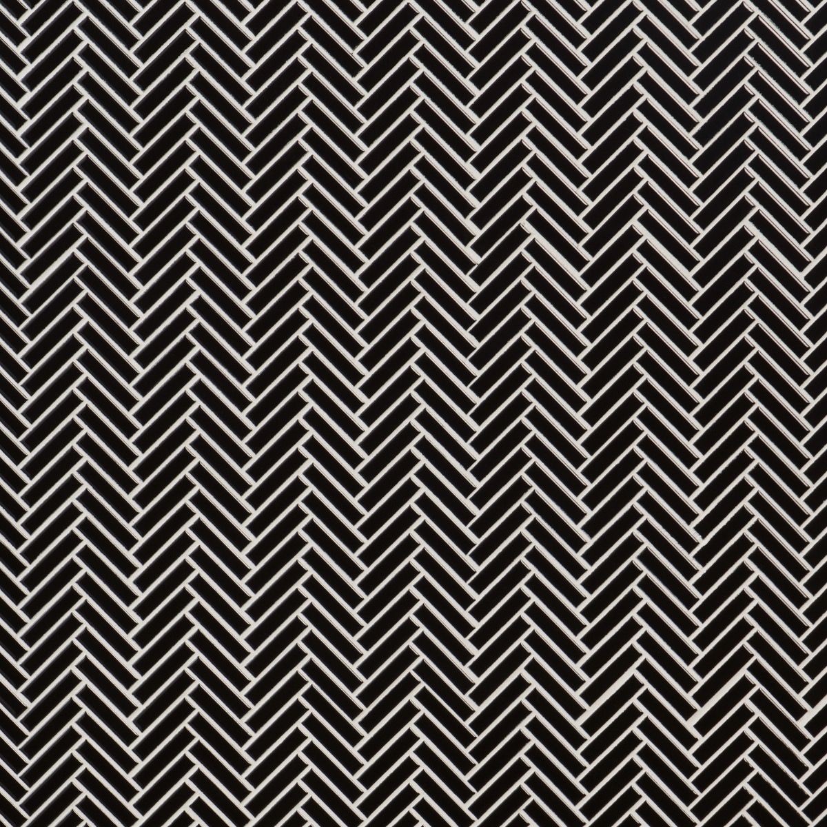 Motek Black 1x2" Herringbone Glossy Porcelain Mosaic Tile