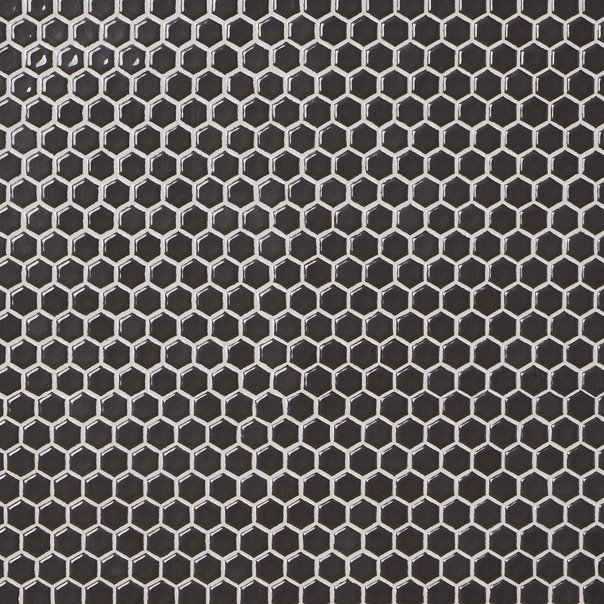 Simple Pavement Gray Rimmed 1" Hexagon Polished Porcelain Mosaic 