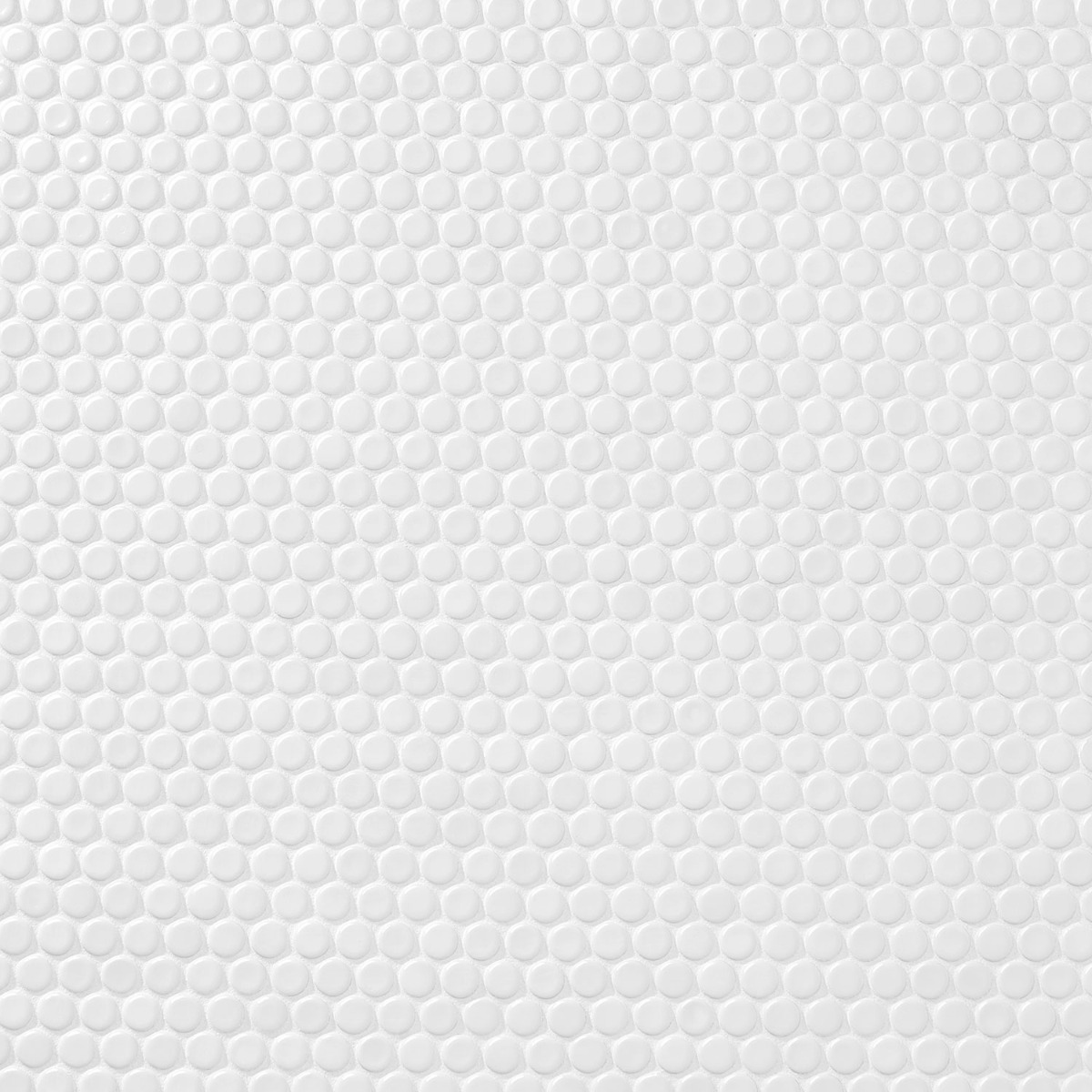 Simple Solid White Penny Rounds Polished Porcelain Mosaic