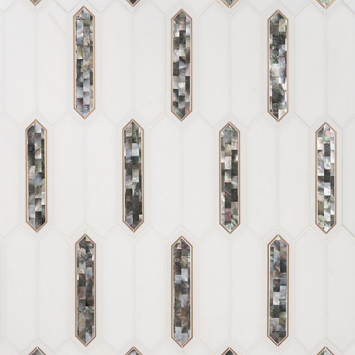 Madelyn Black Pearl - White Thassos, Black Pearl & Brass 