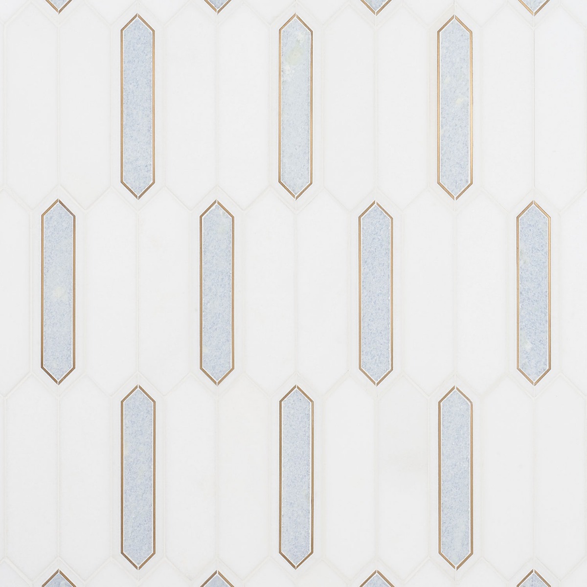 Madelyn Blue - Blue Celeste- White Thassos & Brass Polished Marble + Brass