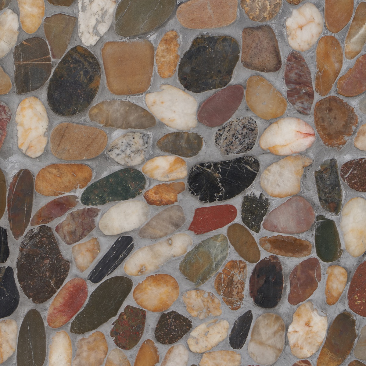 Sliced Gem Multicolored Honed Pebble Tile