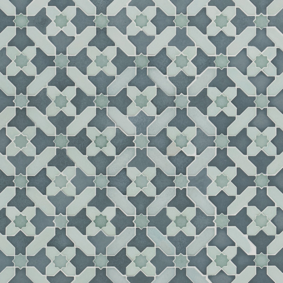 Alpana Safi Ocean Blue Mixed Finish Lava Stone and Cement Mosaic Tile