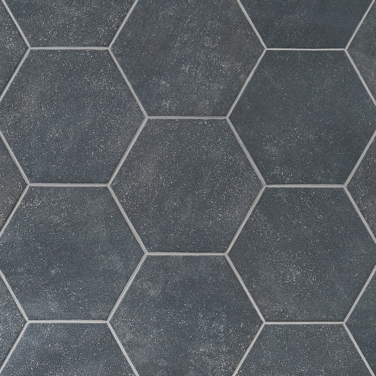 Casterly Rock Antracita Dark Gray 9" Matte Porcelain Hexagon Tile